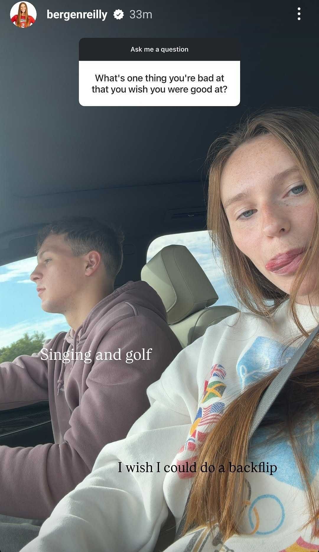 Still taken from Reilly's Instagram (Source: @bergenreilly/Instagram)